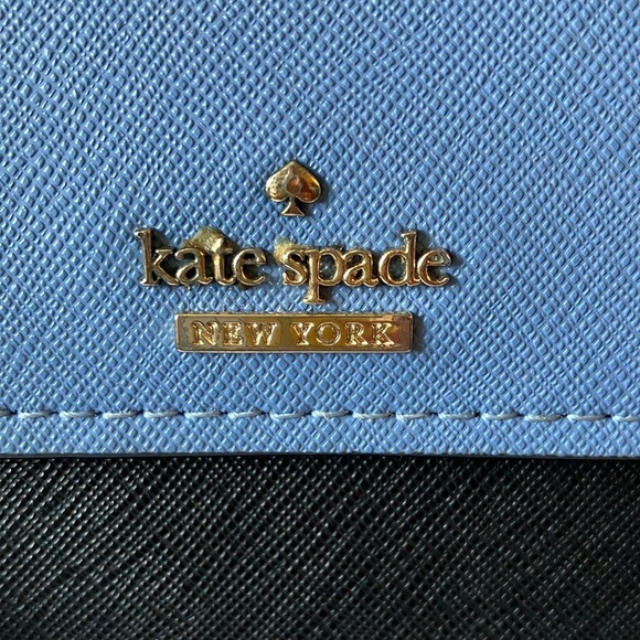 Kate Spade: Blue & Black Wallet - 10 card slots- coin area- Gold tone - Picture 2 of 16